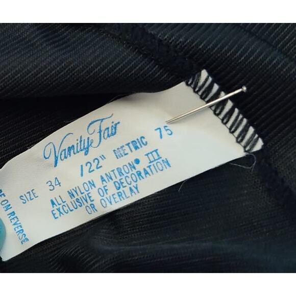 Vintage Vanity Fair slip nightgown dress black nylon 34 small lace adjustable - Picture 3 of 10